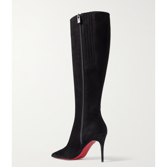 Christian Louboutin Kate Botta 85 Black Suede Knee High Zipper Heel Boot 35.5 - Picture 8 of 12